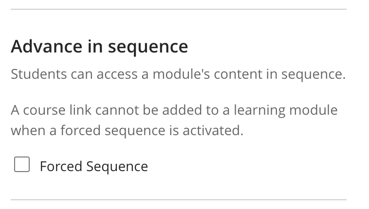 The 'enforce sequence' menu in Learn Ultra