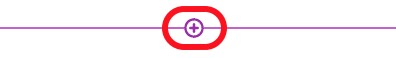 The add content button appears as a plus surrounded by a circle. It can be accessed by hovering above or below existing content.