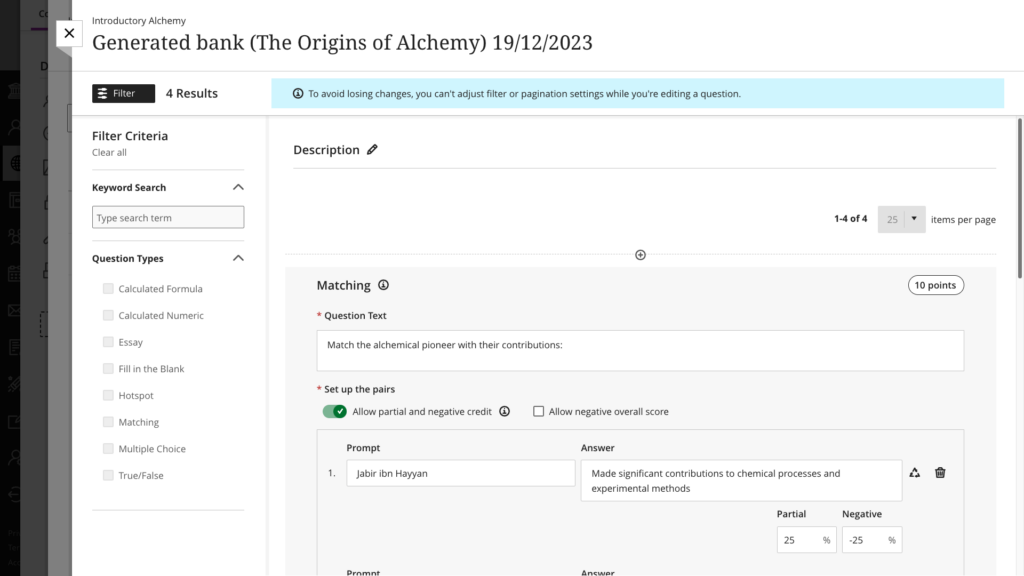 AI-generated pool questions can be edited just like any other.