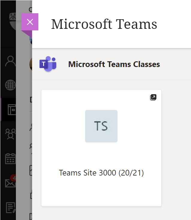 Microsoft Teams Classes page /integration displaying the link as block for users to click
