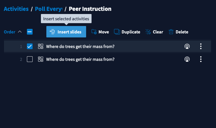 The Poll Everywhere app for Mac showing an activity ready to be inserted into a PowerPoint presentation