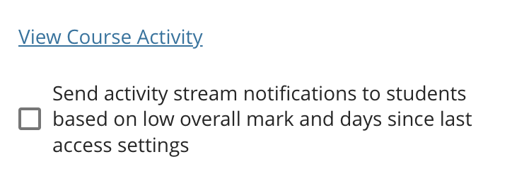 The course activity notifications in the Gradebook