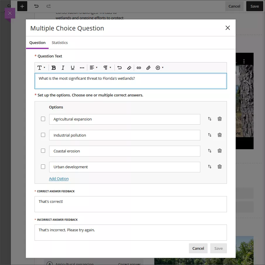 Knowledge Check question example