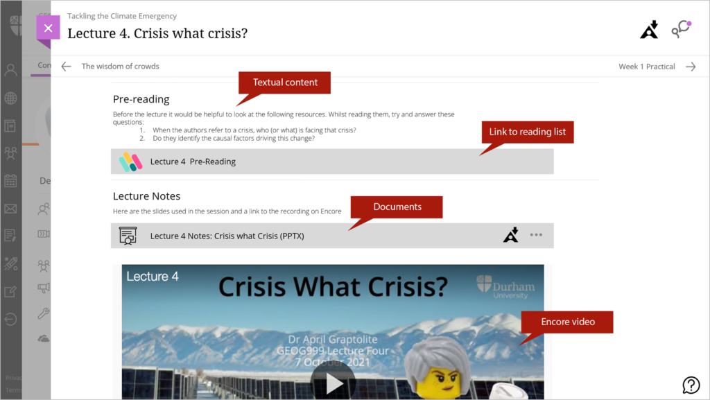 A document which contains different content items such as text, link, documents, video etc