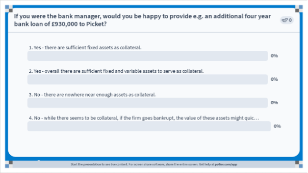 Poll Everywhere multiple choice activity, showing answer 4 being truncated by three dots