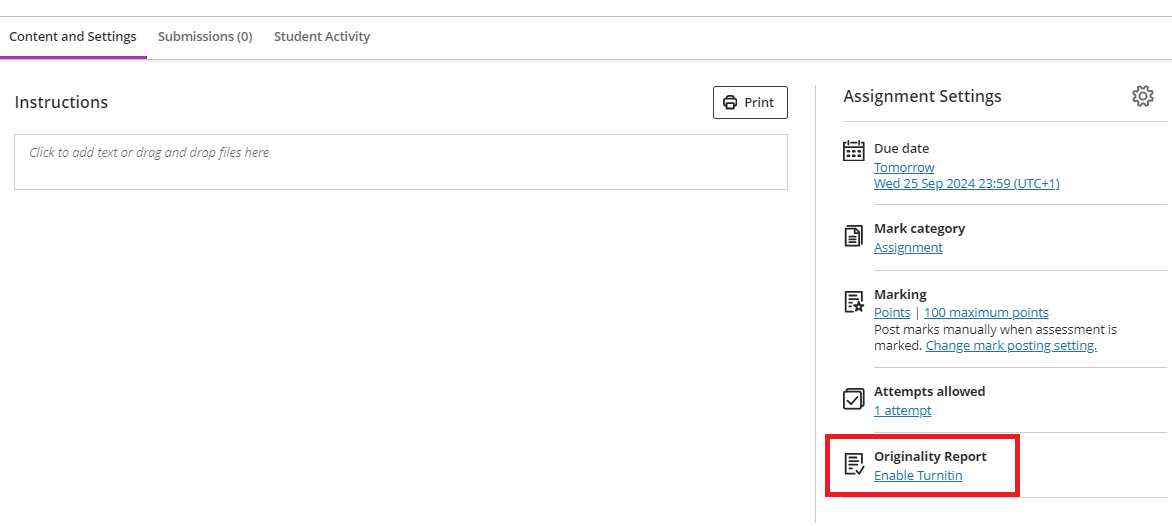 Blackboard Assignment with Integrated Turnitin – DCAD Digital Help Guides