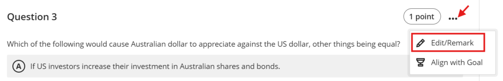 The edit/remark option highlighted in question.