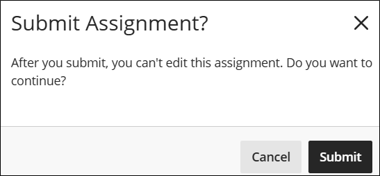 Screenshot of the submit confirmation screen.