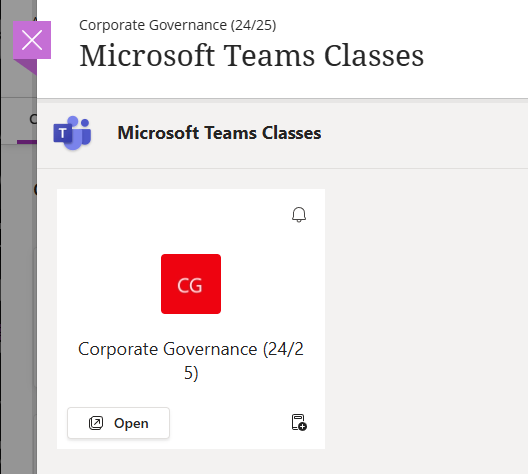 Microsoft Teams Classes integration launch from Blackboard