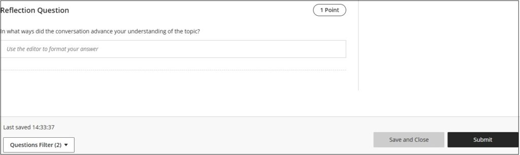 Reflection Question box on the AI Conversation page.
