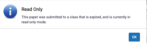 Read Only Dialog Box. This paper was submitted to a class that is expired, and is currently in read-only mode.