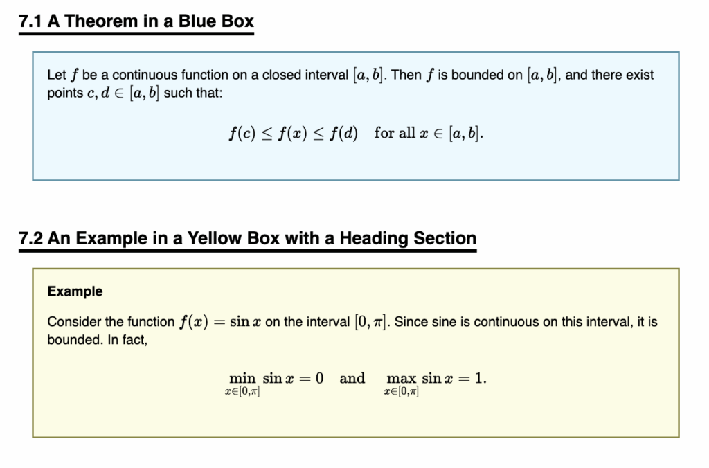two shaded boxes containing maths equations